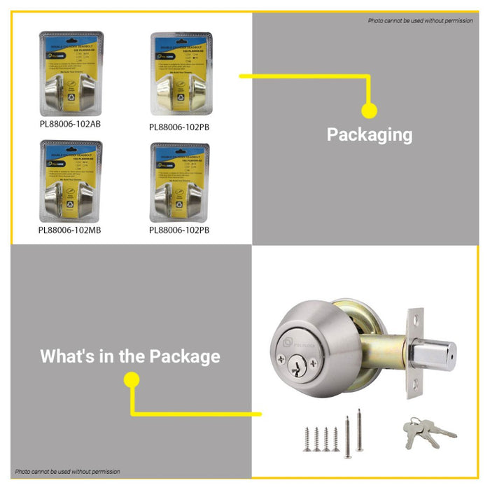 POLOLOCK DOUBLE Deadlock Security Lock Door Entrance Doorknob Cylinder Deadbolt PL88006-02 •BUILDMATE•