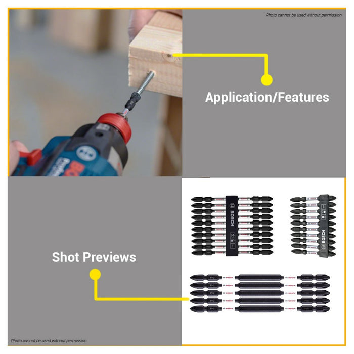 BUILDMATE Bosch Double-Ended Screwdriver Bit Set 65MM - 150MM Phillip Magnetic Expert for Impact BAX