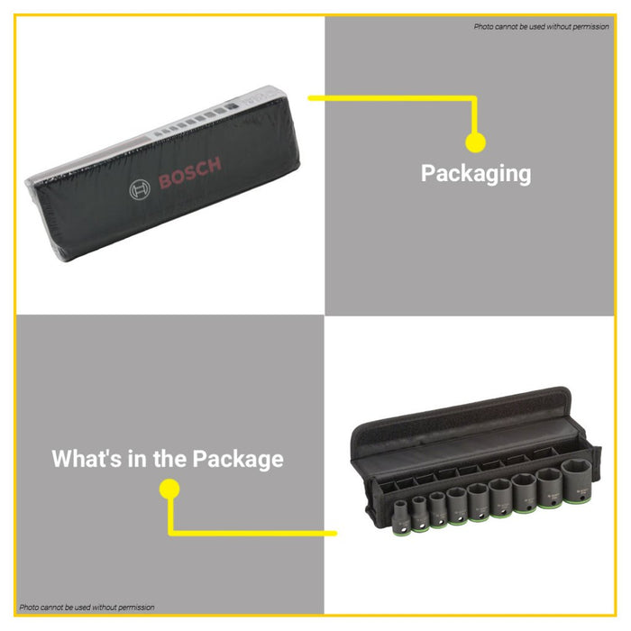 BUILDMATE Bosch 9PCS/SET 77mm Impact Control Socket Wrench Set 1/2" Shank 10mm - 27mm 2608551101 BAX