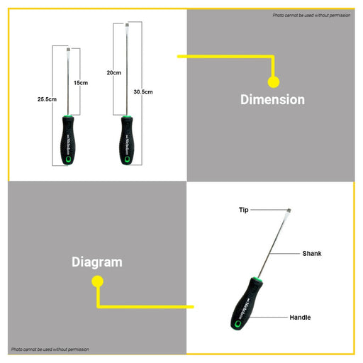 BUILDMATE Nicholson Flat Screwdriver 6.5 x 150MM | 200MM Magnetic Slotted Flathead Repair Hand Tools