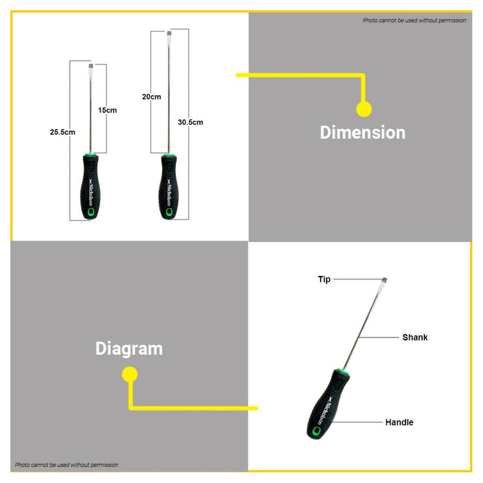 BUILDMATE Nicholson Flat Screwdriver 6.5 x 150MM | 200MM Magnetic Slotted Flathead Repair Hand Tools