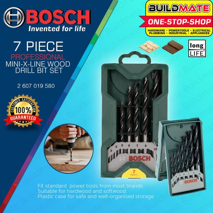 BUILDMATE Bosch 7PCS Mini X-Line Wood Drill Bit Set 3MM-10MM for Woodworking Drilling 2607019580 BAX