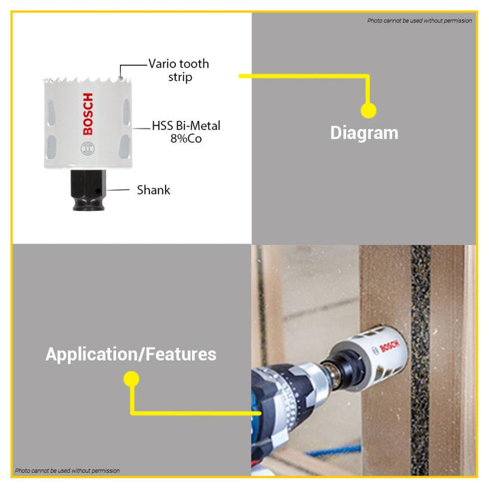 BUILDMATE Bosch BIM Progressor Hole Saw Bi-Metal Power Change Plus 48MM - 152MM for Wood & Metal BAX
