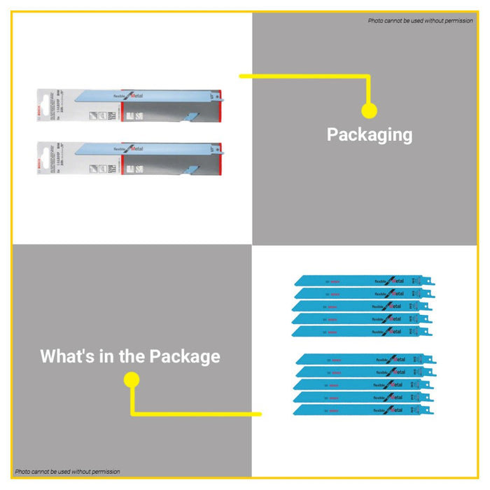 BUILDMATE Bosch 5PCS/SET 225MM Reciprocating Saw Blade BIM Flexible for Metal Pipes Cutting - BAX
