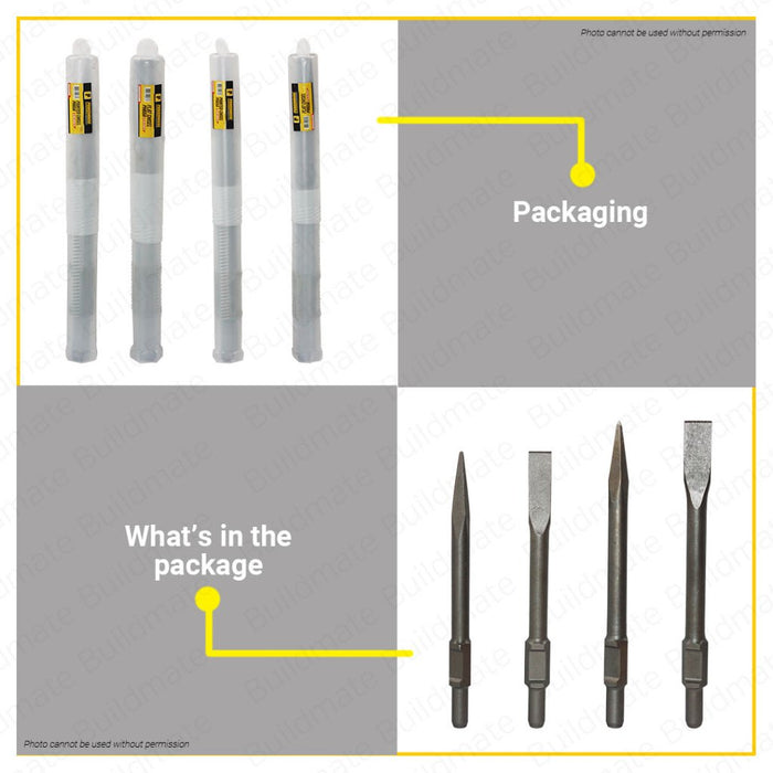 BUILDMATE Powerhouse 65A Drill Bit Chisel Pointed / Flat 380 / 400MM for Concrete Breaker 30400 PTAA