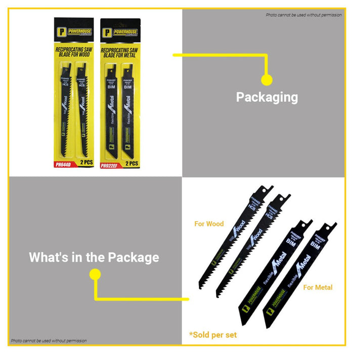 BUILDMATE Powerhouse 2PCS/SET 6" Inch Reciprocating Saw Blade Flexible for Metal / Top for Wood PTAA