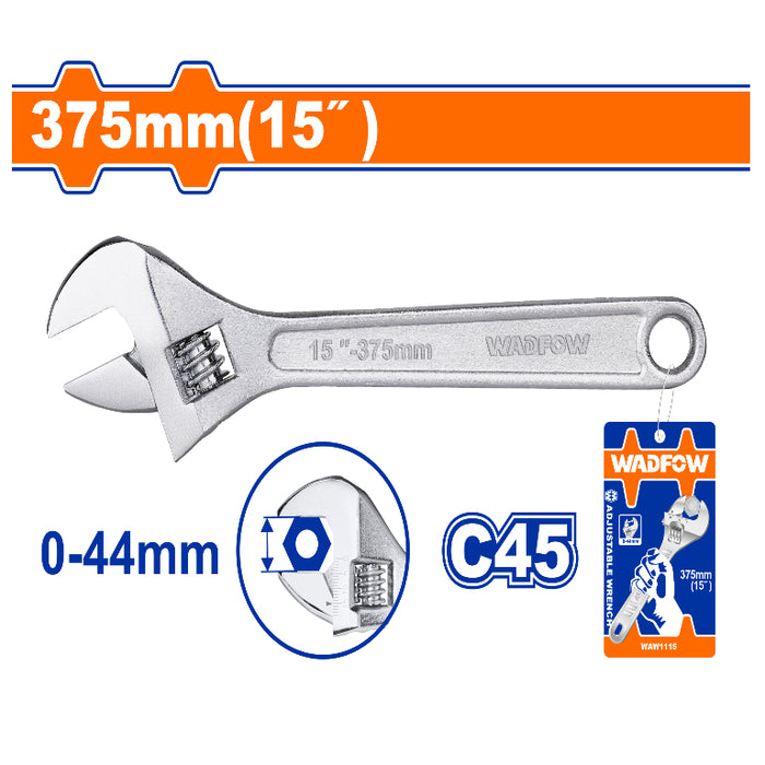 BUILDMATE Wadfow Adjustable Wrench 15" - 18" Inch Hand Repair Tool Heavy Duty Drop Forged Steel WHT