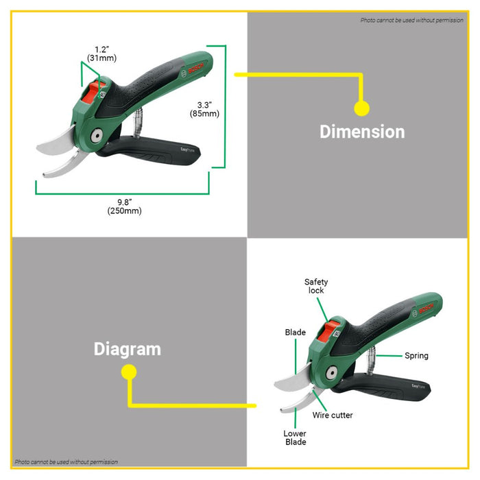 BUILDMATE Bosch Cordless Garden Secateurs Easy Prune Pro Pruner Saw Clean Cut Pruning 06008B2151 AQT