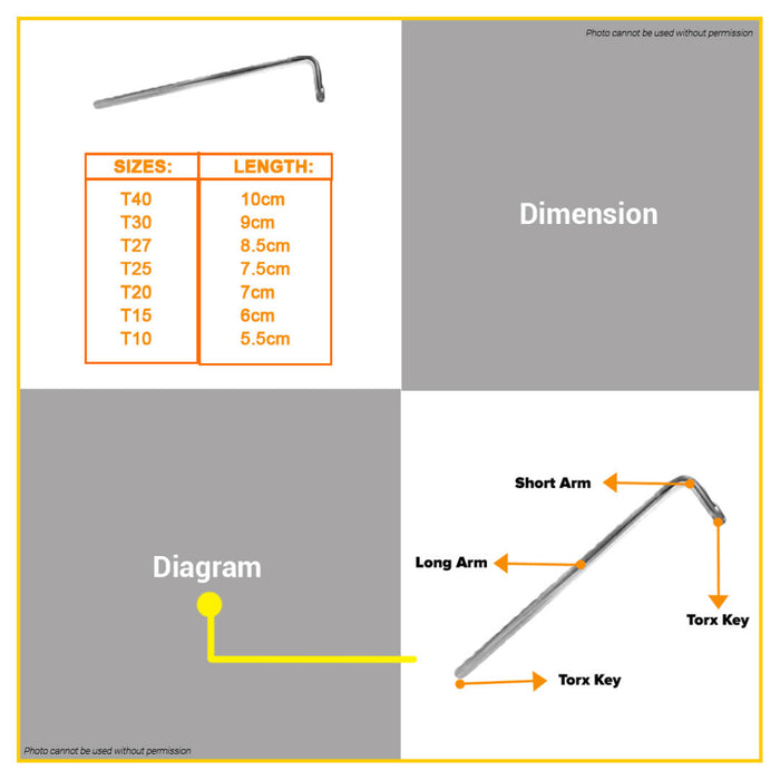 BUILDMATE Wadfow 7PCS/SET Hex Allen | Torx Key L Shape Short Arm Wrench Hand Tools Repair Steel WHT