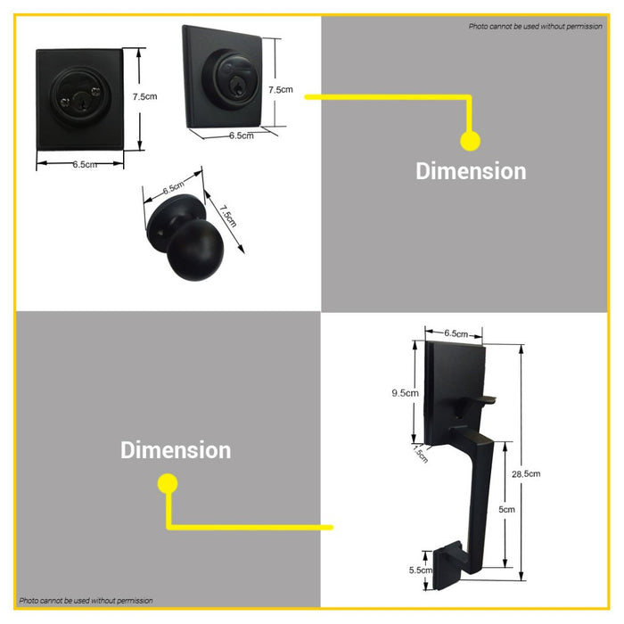 BUILDMATE Pololock Entrance Handle Set DOUBLE Lock Doorknob Handleset for Main Door Lockset PL88027