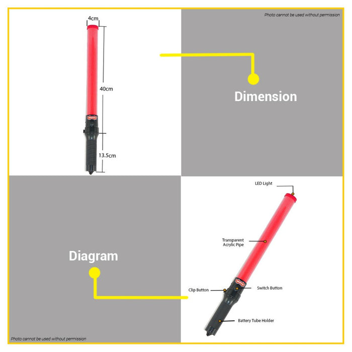 BUILDMATE Wadfow Traffic Wand Outdoor Flashing Safety Baton Road Warning Control Light WYJ3A54 • WHT