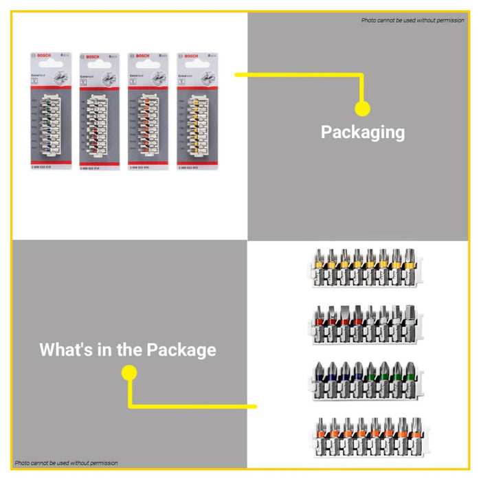 BUILDMATE Bosch 8PCS/SET 25MM Extra Hard Pick and Click Insert Impact Bit Set Screwdriver Bits - BAX