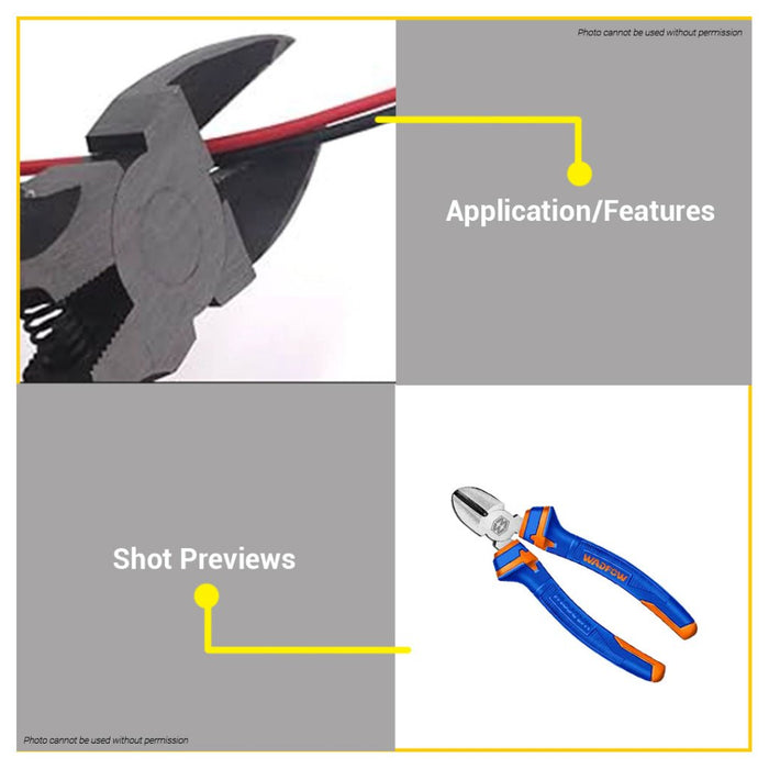 BUILDMATE Wadfow Diagonal Cutting Pliers 6" / 7" Inch Electricians Side Cutter Stripping Wire Plier Hand Tools WPL3C06 / WPL3C07 - WHT