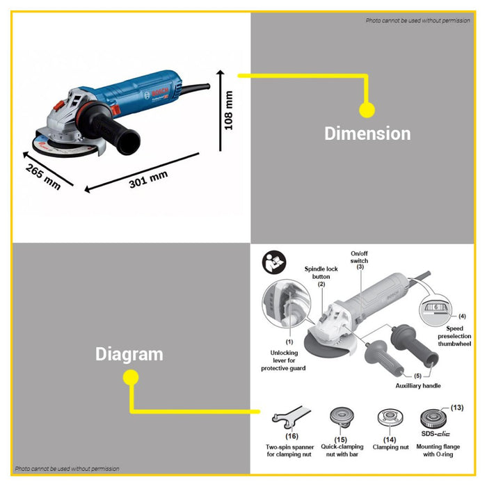 BUILDMATE Bosch 5" Inch 1200W Electric Angle Grinder Grinding Machine Wood Cutting Saw Variable Speed Polishing & Sanding GWS 12-125 S 06013A60K0 • BPT