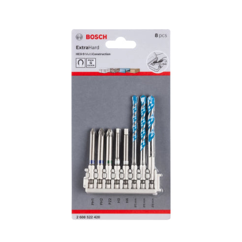 BUILDMATE Bosch 8PCS Extra Hard Pick and Click Screwdriver Bits & Multi Construction Drill Bit - BAX