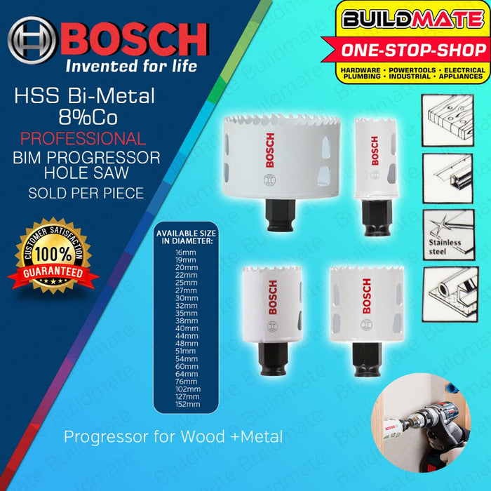 BUILDMATE Bosch BIM Progressor Hole Saw Bi-Metal Power Change Plus 48MM - 152MM for Wood & Metal BAX