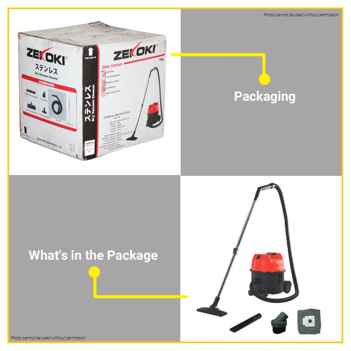 BUILDMATE Zekoki 10L 1000W Industrial Wet and Dry Vacuum Cleaner for Dust Dirt Heavy Duty ZKK-1000VC