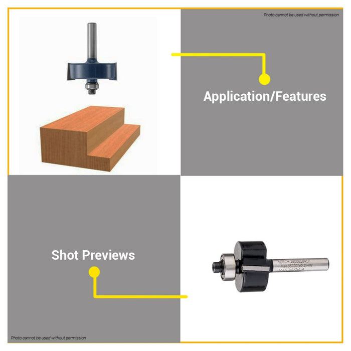 BUILDMATE Bosch 1/4" Rabbeting Router Bit Standard for Wood Cutter Rebating Corners 2608628417 - BAX