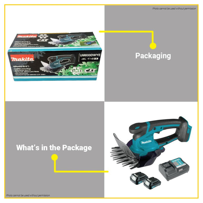 BUILDMATE Makita 12V Max Lithium-Ion Cordless 160mm (6-5/16) Soft Grip Grass Shear UM600DWYE