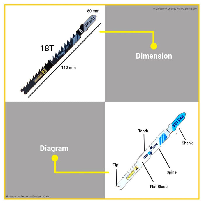 BUILDMATE Powerhouse 5PCS Jigsaw Blade Speed for Wood / Basic for Metal Cutting PH144D / PH188A PTAA