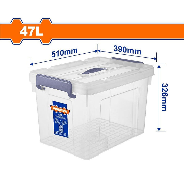 BUILDMATE Wadfow Clear Organizer Storage Box Transparent 33L - 87L Stackable Plastic Container - WHT