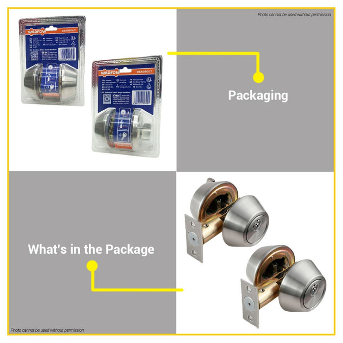 BUILDMATE Wadfow Door Knobs with Single / Double Cylinder Deadbolt Lockset Keyed Alike Entance Lock WUE1501 / WUE1502 - WHT