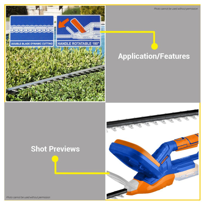 BUILDMATE Wadfow Lithium-Ion Cordless Hedge Trimmer 20V Rechargeable Electric Grass Tree Pruning Garden Power Tool WLYP546 - WCPT