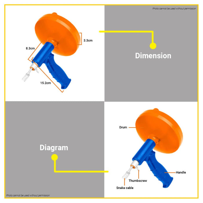 BUILDMATE Wadfow Drain Auger Cleaner 4.5m Length Plated Spring Household Cleaning Tool for Toilet WDD3345  -  WHT