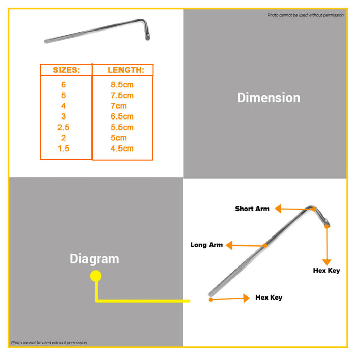 BUILDMATE Wadfow 7PCS/SET Hex Allen | Torx Key L Shape Short Arm Wrench Hand Tools Repair Steel WHT
