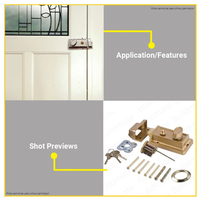 BUILDMATE Pololock 2-3/8" Inch Elegance Rim Lock Door Safety Sliding Deadlock Cylinder PL88004