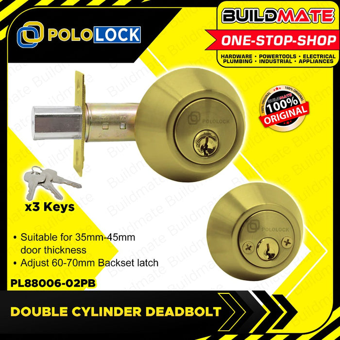 POLOLOCK DOUBLE Deadlock Security Lock Door Entrance Doorknob Cylinder Deadbolt PL88006-02 •BUILDMATE•