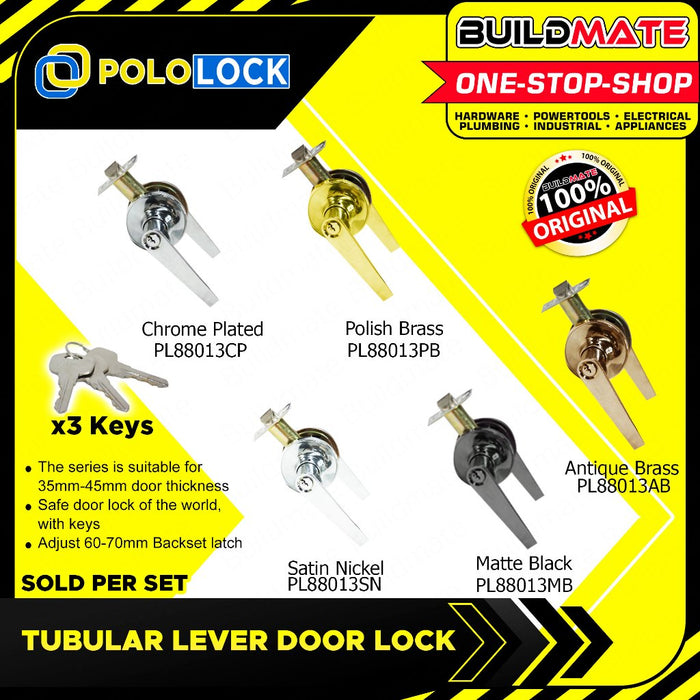 BUILDMATE Pololock Tubular Lever Door Lock Privacy Security Doorknob Entrance Leverset - PL88013