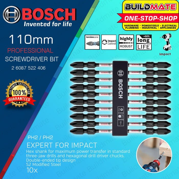 BUILDMATE Bosch Double-Ended Screwdriver Bit Set 65MM - 150MM Phillip Magnetic Expert for Impact BAX