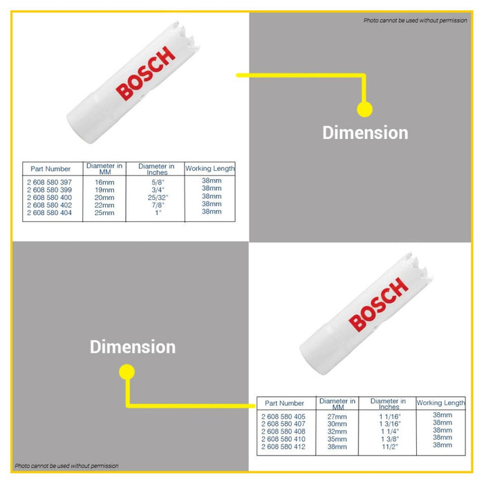 BUILDMATE Bosch Bi-Metal Hole Saw for Metal and Wood Cutter 40MM - 152MM Drill Cutting Bits - BAX