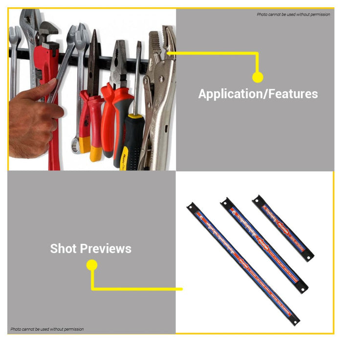 BUILDMATE Wadfow 3pcs Magnetic Tool Holder Set Shelf Knife Storage Strip Bar for Hanging WHH2603 WHT