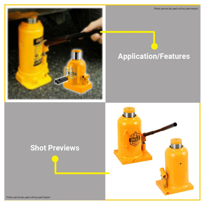 BUILDMATE Ingco 30 Tons Hydraulic Bottle Jack Trolley Welded Leak Proof Easy Lifting HBJ3002 • IHT