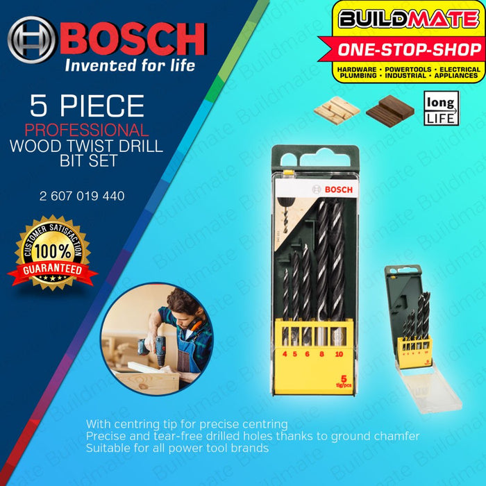 BUILDMATE Bosch 5PCS Wood Drill Bit Set Sales Campaign 4MM - 8MM for Woodworking Drilling 2607019440 - BAX