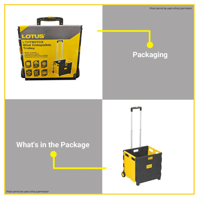 BUILDMATE Lotus 8Gal Collapsible Trolley Crate Foldable Hand Truck Shopping Push Cart LTHT80TCX LHT