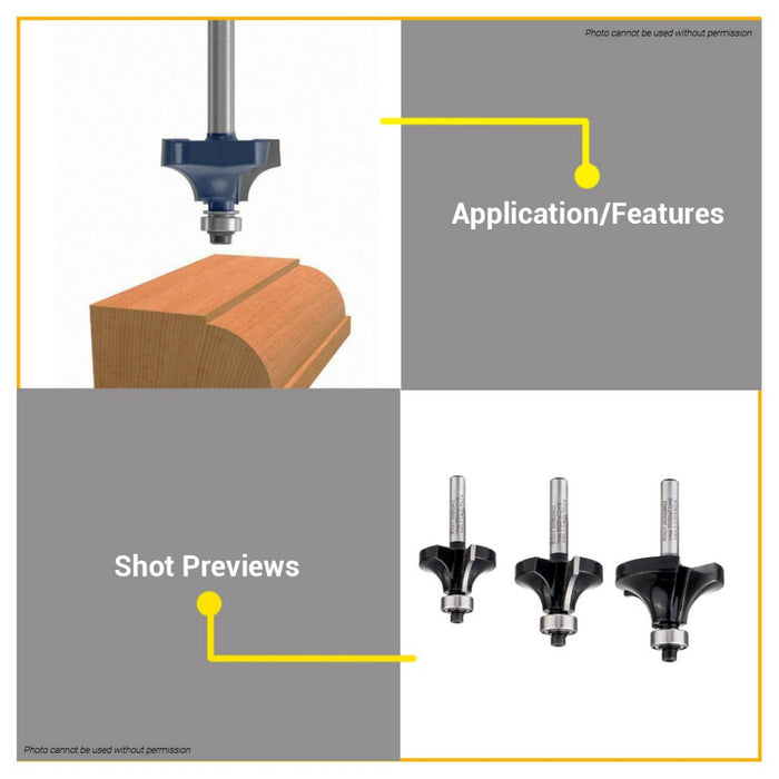 BUILDMATE Bosch 1/4 Inch Bead Ball Beading Router Bit Corner Round-Edge Cutter Standard for Wood BAX