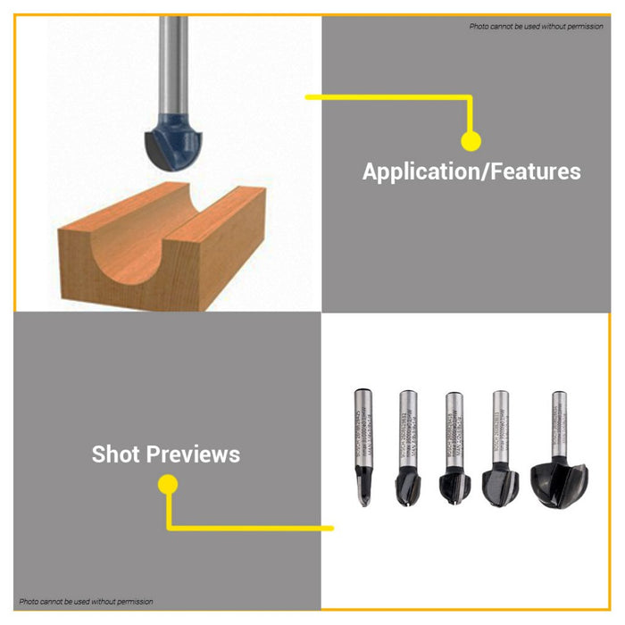 BUILDMATE Bosch 1/4" Inch Core Box Bit Router Bits Cutter 1/8" - 1/2" Inch Standard for Wood - BAX