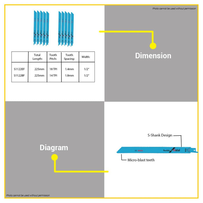 BUILDMATE Bosch 5PCS/SET 225MM Reciprocating Saw Blade BIM Flexible for Metal Pipes Cutting - BAX