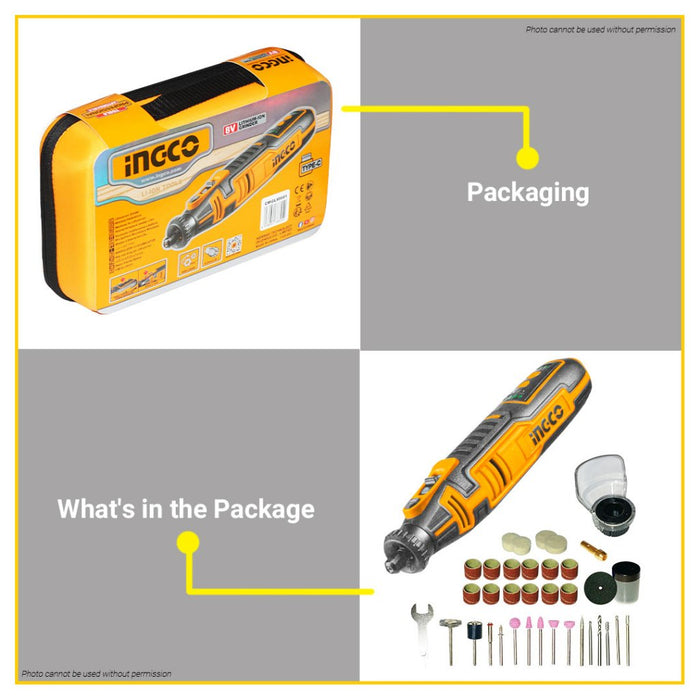 BUILDMATE INGCO 8V Lithium-Ion Variable Speed Grinder with 67pc Accessories and Bag CMGLI0801 ICPT
