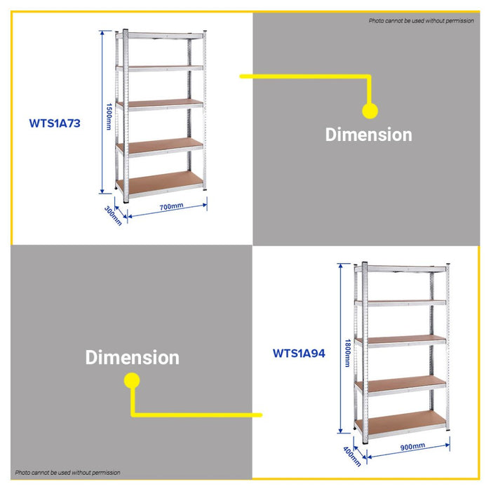 BUILDMATE Wadfow 5-Tier Adjustable Storage Shelves 1500mm | 1800mm Organizer Storage Rack Stand WHT