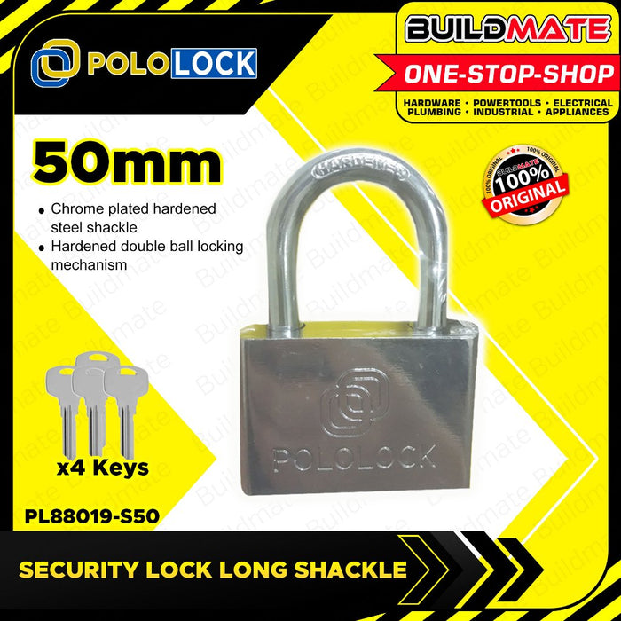 BUILDMATE Top Security Lock Padlock Short Shackle 30MM - 60MM Chrome Plated Keyed Wide Lock PL88019
