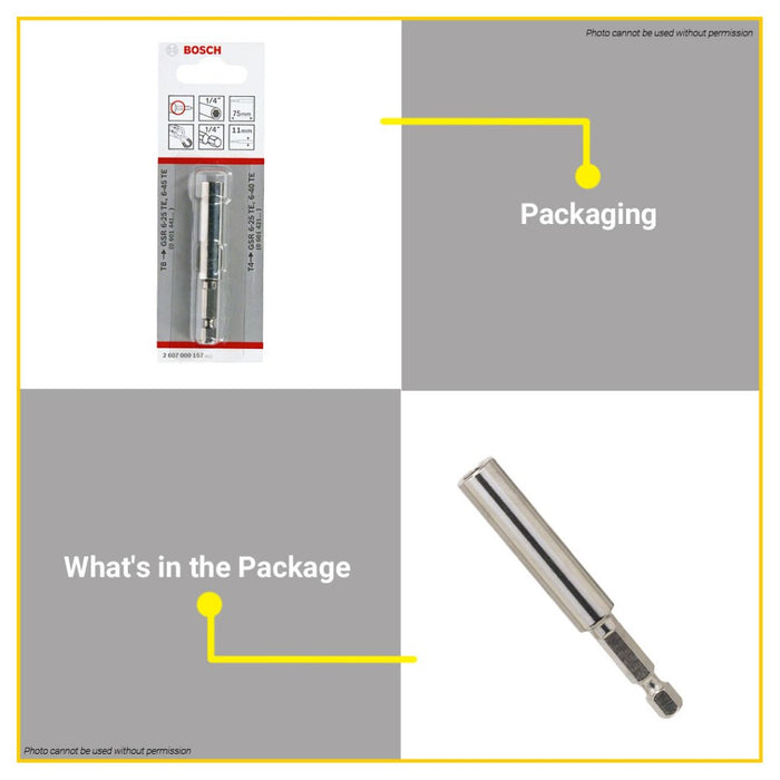 BUILDMATE Bosch 75MM Universal Holder Standard 1/4" Inch Hex Magnetic for Rotary Drill / Drivers BAX