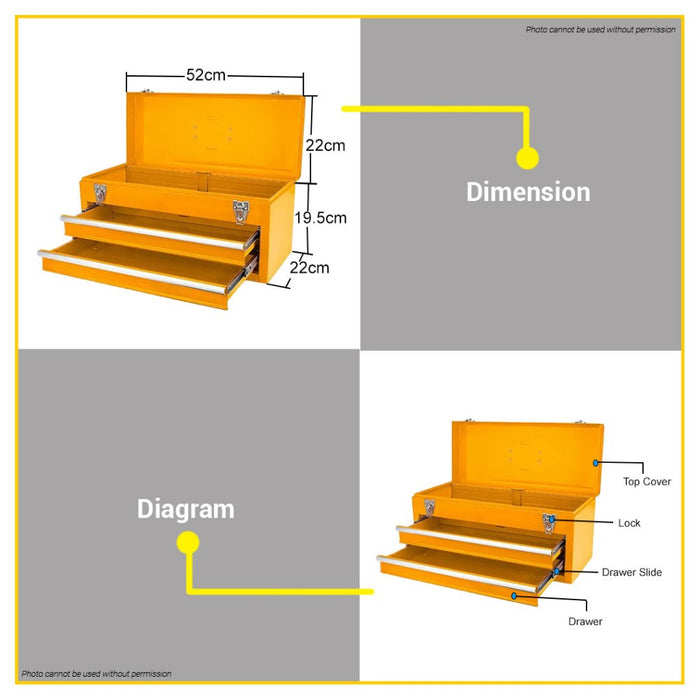 BUILDMATE Ingco Drawer Portable Tool Box 3Layers Steel Cabinet Organizer Storage Toolbox HTB06 - IHT