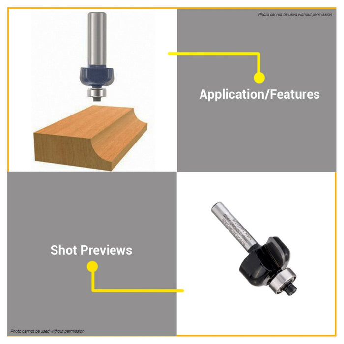 BUILDMATE Bosch 1/4" Inch Cove Box Bit + Guide Pin Ball Router Bit Standard for Wood 2608628420 BAX