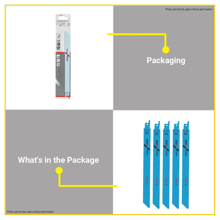 BUILDMATE Bosch 5PCS/SET Reciprocating Saw Blade Heavy for Metal Cutting S 1125 VF 2608657408 - BAX