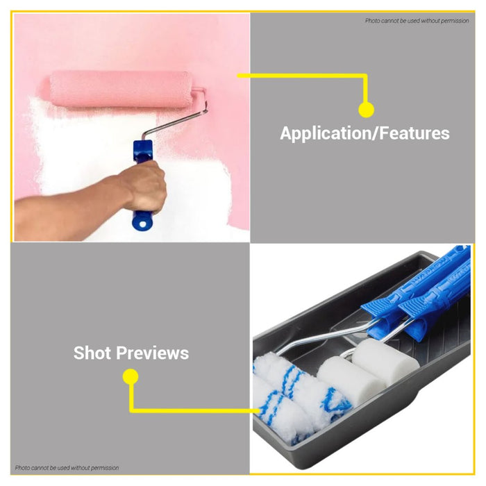 BUILDMATE Wadfow 7in1 4" Inch Paint Roller Cylinder Brush Set for Wall Painting 100mm WCB3H71 WHT