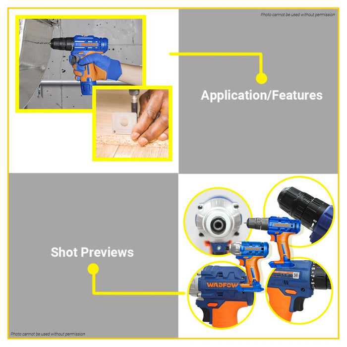 BUILDMATE Wadfow 2PCS/SET Lithium-Ion Cordless Combo Kit Cordless Drill &amp; Impact Driver Brushless Motor WCK2016 WCPT